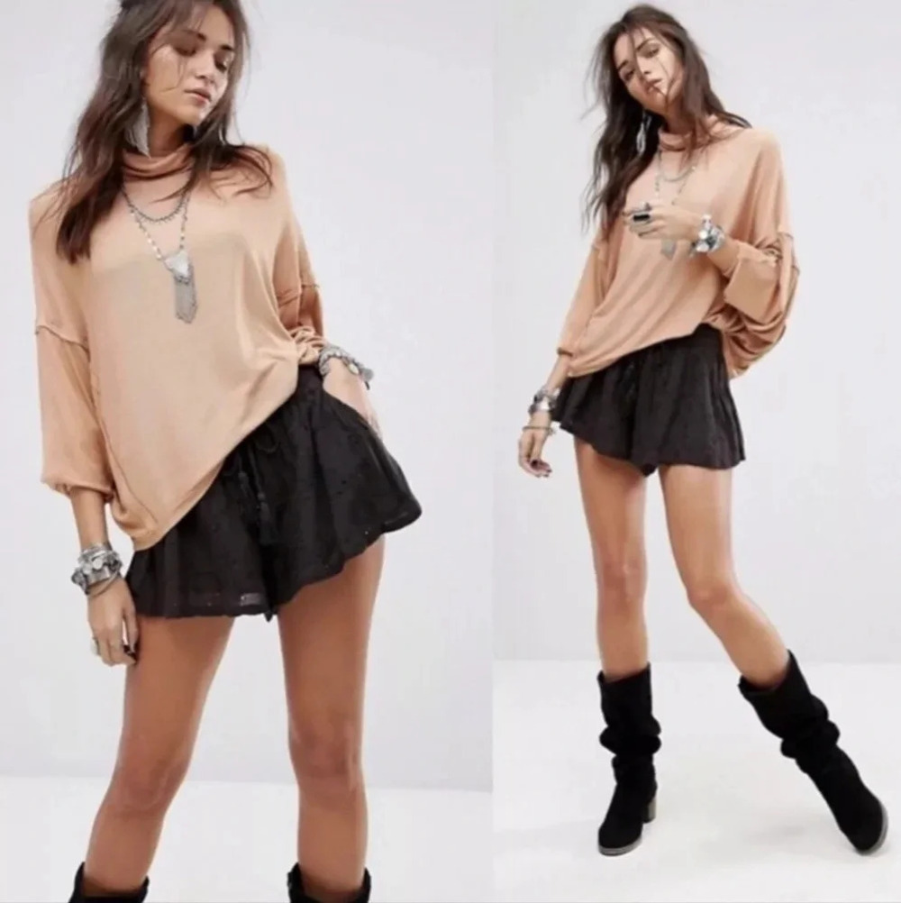 FREE PEOPLE We The Free Alameda Pullover Top Caramel Size Small Oversized